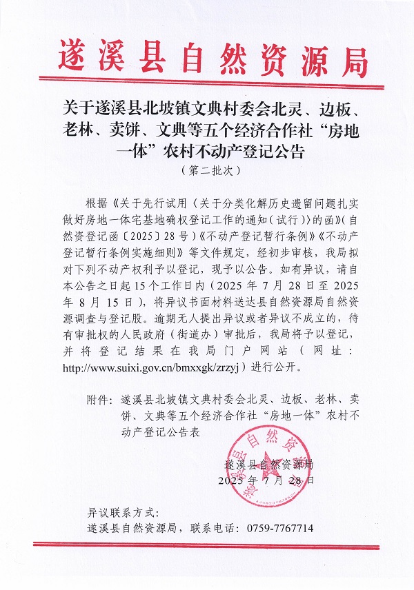 北坡鎮(zhèn)文典村委會北靈等五個經(jīng)濟合作社不動產(chǎn)登記公告（第二批次）（歷史遺留問題）_頁面_1.jpg